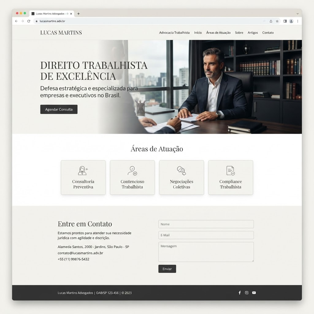 Modelo real de site para Trabalhista, já entregue